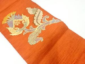 手織り紬草花模様織出し名古屋帯